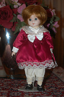Vintage Europe Vtg Porcelain Doll Red Satin Dress 30 CM