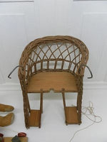 Antique Wicker Wooden Doll Bicycle Chair For Childrens Girl Bike