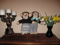 Vintage 70s German Plush MONKEY GIRL & BOY Set