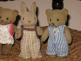 Set of Vintage 3 Bears and Bunny Sylvanian Family Sylvania Lot All Dressed