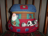 Noahs Ark 9x11" Handmade & 7 Figures Fully Stuffed Toy Childrens Playset