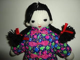 Asian Girl Doll Handmade Knitted Braided Hair Chinese Flower Outfit 13 Inch Tall