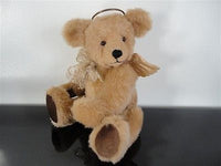 One of a Kind Beige ANGEL BEAR with Gorgeous Wings Metal Halo Jointed AOOAK