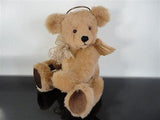 One of a Kind Beige ANGEL BEAR with Gorgeous Wings Metal Halo Jointed AOOAK