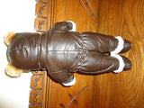 Harrods Aviator Pilot Teddy Bear Vinyl Flight Suit 12" Retired London UK Vintage