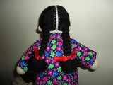 Asian Girl Doll Handmade Knitted Braided Hair Chinese Flower Outfit 13 Inch Tall