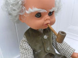 Gadea Made in Italy Grandfather Doll with Antique Wooden Pipe Original Outfit