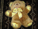 Anna Club Plush Vintage Brown Teddy Bear 10 Inch Yellow Fabric Paw Pads 1980s