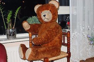 Antique 40s Hermann Germany Brown Bear XXL JUMBO 40 inch 102cm Silk Plush Mohair