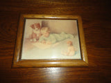 Tile Art Bessie Pease Gutmann Oak Wood Frame 1983 Rockford Editions Made Italy