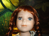 CELTIC Ireland Porcelain DOLL Redhead Velvet Satin Costume Dress 17in. Stand