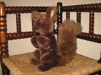 Vintage Dutch Dark Brown SQUIRREL Plush Stuffed Toy 11 Inch Standing Bushy Tail