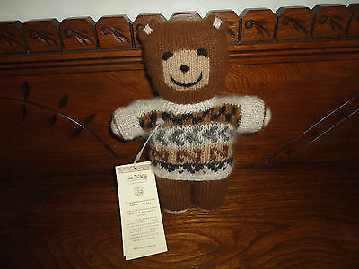 Hand Knit Fox in Blue Sweater Stuffed Animal, Fair Trade