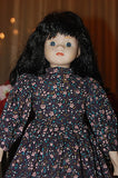Vintage Germany Vtg Porcelain Doll Blue Floral Dress & Reddish Shoes 42 CM