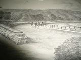 Original Art UK Artist JUDGES Pencil Sketch Promenade Grange Over Sands Framed