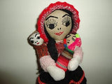 South American Handmade Burlap Mother Doll & Babies