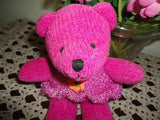Russ Berrie CHENILLE Bear Neon Pink Retired Handmade