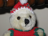 UK Miniature Christmas Bear Handknitted Sweater and Hat