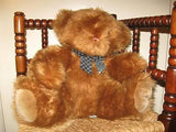 Harrods UK Large Fluffy Bear Checkered Bow  VERY RARE