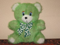 Vintage Nicky Toy Holland Green Furry Plush Sitting Teddy Bear