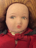 Antique 1920s Felt Doll 16 inch Painted Face Original Clothing Knitting Needles