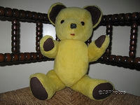 Vintage Yellow German Bear Fully Jointed Thick Stuffed