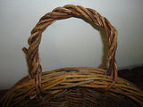 Vintage Hanging Wicker Basket Door Ornament with Furry Bear Pink Roses Handmade