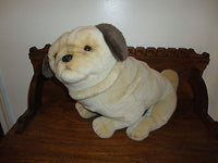 PUG Dog Large Stuffed Toy 21 inch Beige Wire Bendable Legs Excellent Condition