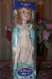 Italy Porcelain Doll Le Damine Green Salmon Silk Dress 41 CM NEW in Box