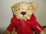 Marcel Schurman Usa Teddy Bear  Zippered Jacket Red Faux Fur Collar