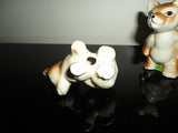 Vintage Made in Japan 2 BEAR CUBS Porcelain Figures Set Cute Smirks 2.5 inch