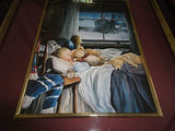 Canadian Artist Shirley Deaville Framed Print " Early Riser " Boy Teddy Dog