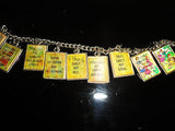 Antique 1950s Charm Bracelet TEN COMMANDMENTS Words & Hologram Pictures