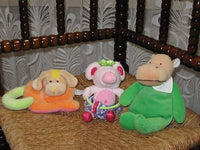 Lot of 3 Baby Toys Anna Club Holland Dog Rattle - Playgro Mouse - Belgium Hippo