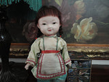 Antique Japan Asian Chinese Celluloid Doll Original Silk Outfit Hand Painted