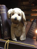 Antique Dog 1940s Silk Mohair 7 Inch Glass Eyes Straw Stuffed Wire Poseable Legs