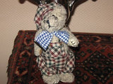 Vintage German Woolen Jointed Bear w Hammer