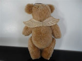 One of a Kind Beige ANGEL BEAR with Gorgeous Wings Metal Halo Jointed AOOAK