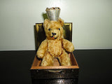 Antique 1950's Germany Mohair BERLIN Tongue BEAR with Metal Mechanism 5 inch