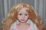 Vinyl Fabric Girl Doll Blonde Hair w Steiff Bear Large 90cm - 35in