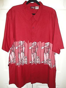 Mens XL Short Sleeve Shirt JGCO Hip Hop Rapper on Mic with Bulldog Wine Red NEW