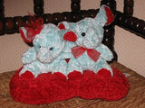 Valentines Day Dutch Van Der Spiegel ELEPHANT PLUSH Couple On Red Heart Pillow