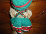 Old Antique German Mohair Jointed Bear Brown 9.5 Inch Knitted Outfit