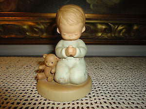 Enesco Mabel Lucie Attwell Memories of Yesterday Boy Praying w Teddy 114499 1987