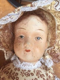 Antique Bisque Doll Marked MS 12 inch Original Clothing Red Hair