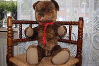 Antique Dutch Dark Brown Humpback Teddy Bear w Tongue 25 Inch Disc Jointed