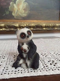 PANDA Mother Holding Baby Resin Carved Statue Figurine Glass Eyes 3" Handpainted