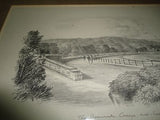 Original Art UK Artist JUDGES Pencil Sketch Promenade Grange Over Sands Framed