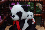 Kempenaar Netherlands Vintage Plush Panda Bear Mother and Baby On Back 9.5 inch