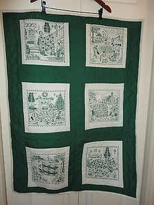 Smile QUILT Handcrafted Canada Waterloo 6 Story Panels Green 31 x 42 inch Cotton